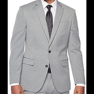 JF J.Ferrar Light Gray Mens Stretch Slim Fit Suit